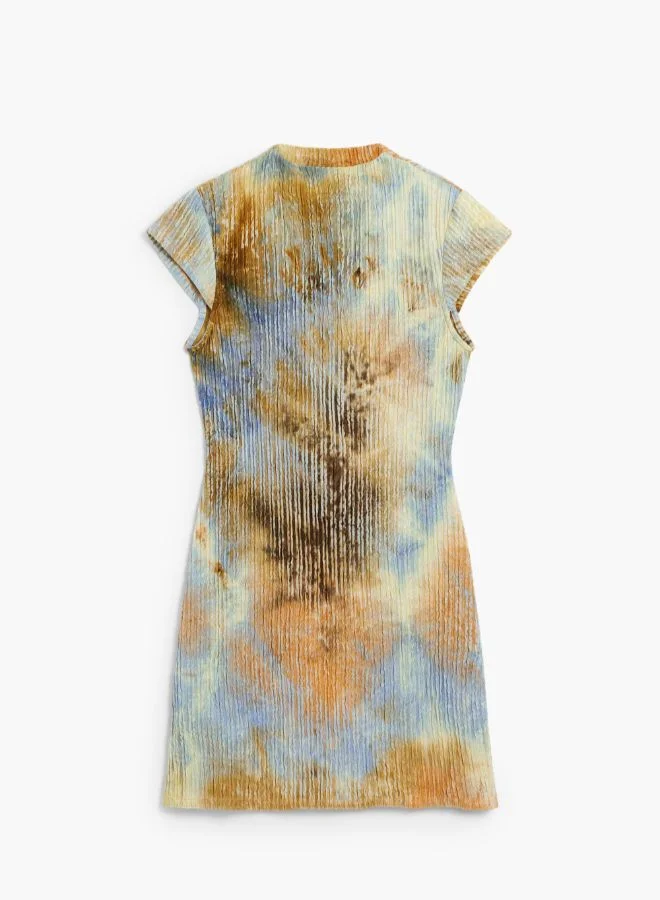 DESIGUAL tie-dye brown and yellow Textured dress for Women | Best Price UAE
